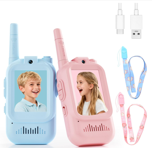 Kids Video Walkie Talkies with Camera (2 Pack) – Real-Time Video Chat, Voice Changer & Rechargeable Long Range , Boys and Girls Ages 3-10