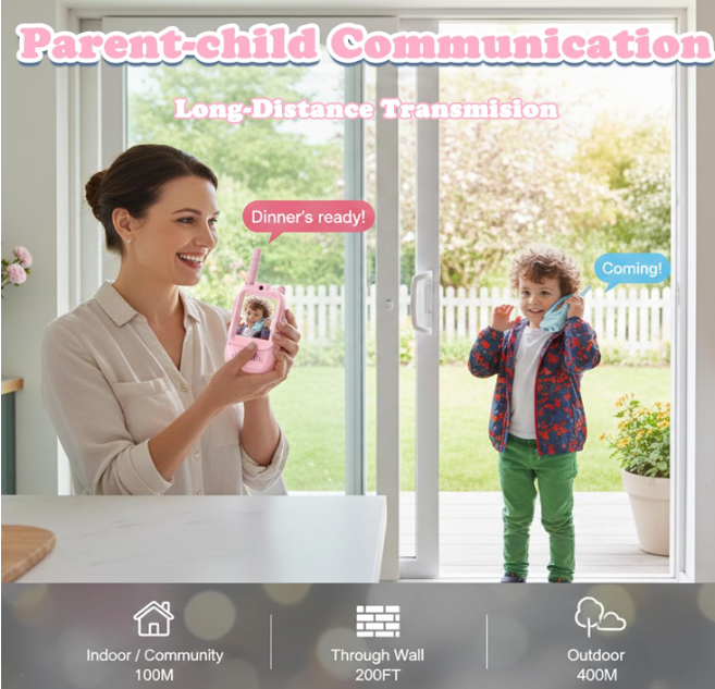 Kids Video Walkie Talkies with Camera (2 Pack) – Real-Time Video Chat, Voice Changer & Rechargeable Long Range , Boys and Girls Ages 3-10