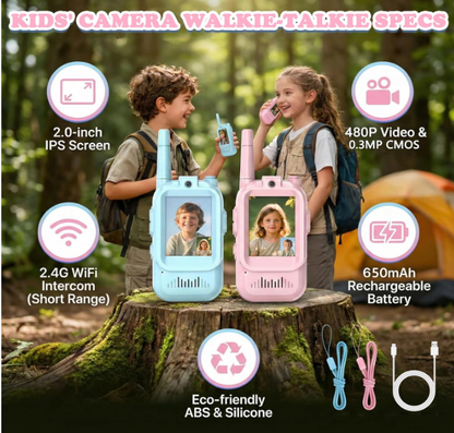 Kids Video Walkie Talkies with Camera (2 Pack) – Real-Time Video Chat, Voice Changer & Rechargeable Long Range , Boys and Girls Ages 3-10