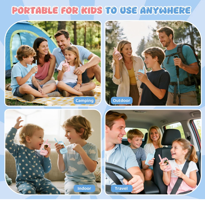 Kids Video Walkie Talkies with Camera (2 Pack) – Real-Time Video Chat, Voice Changer & Rechargeable Long Range , Boys and Girls Ages 3-10